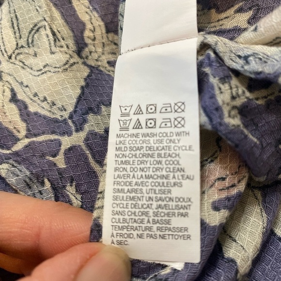 Lucky Brand Blue Fall Floral Shirt Blouse Boho Peasant Women's Size Small - Picture 11 of 13